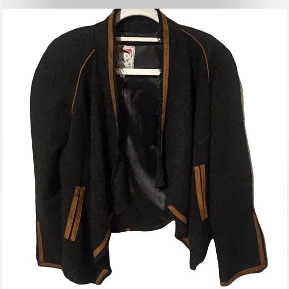 Anthropologie Yoana baraschi wool blend jacket with camel trim. Size 8 EUC - Picture 1 of 6